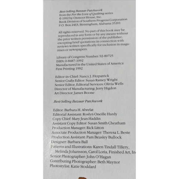 Best-Selling Bazaar Patchwork by Barbara Abrelat 1992 Oxmoor House Quilting Book - Picture 6 of 9